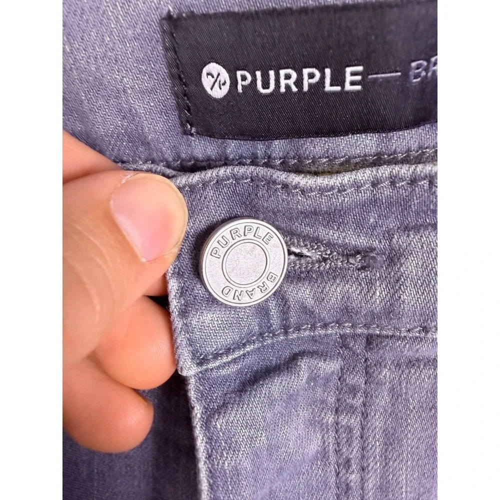 Purple‎ Brand Mens Jeans 36x34 Denim Distressed Low Rise Slim Fit P001 Designer
